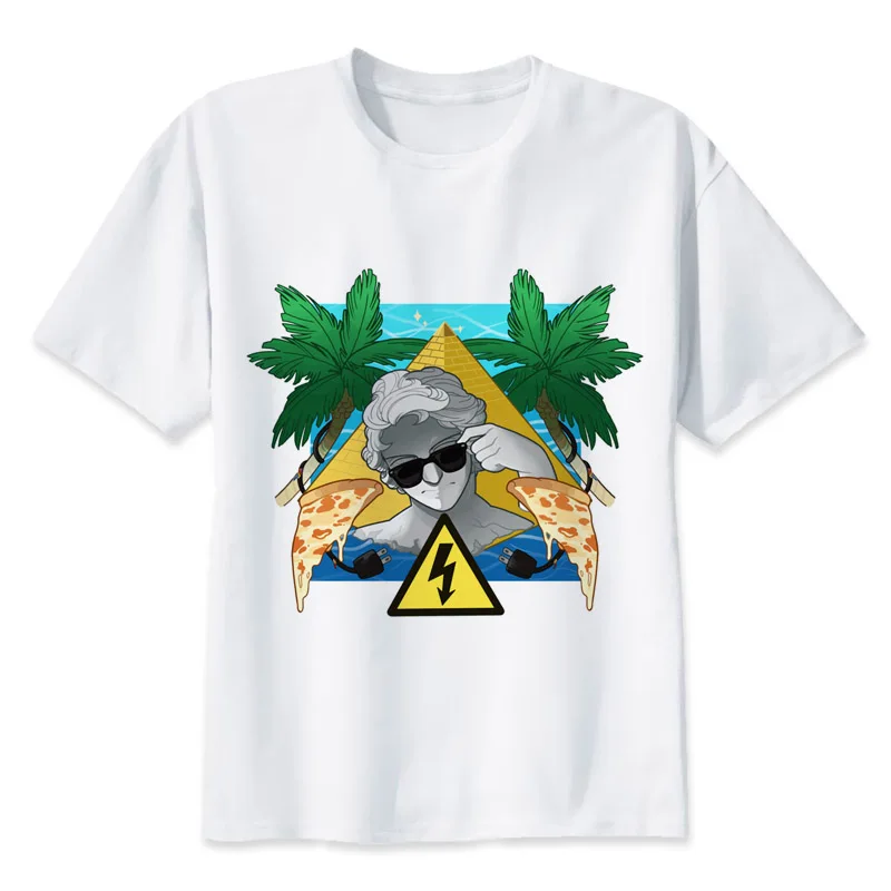 Vaporwave, Мужская футболка, летняя, модная, высокое качество, футболка, повседневная, белая, с принтом, с круглым вырезом, мужские футболки, M8163 - Цвет: 1118