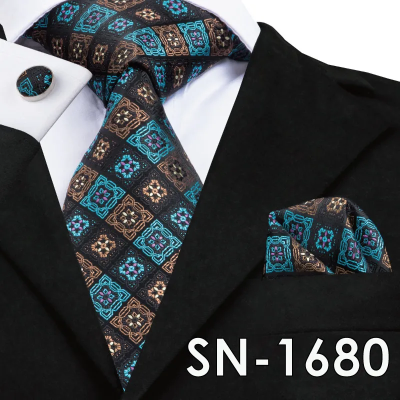 SN-1680 SN-1518, Новое поступление, мужские галстуки, Мода, Hi-Tie, дизайн, королевский синий, на шею, галстук, карман, квадратные запонки, набор для мужчин, деловые, вечерние - Цвет: SN-1680