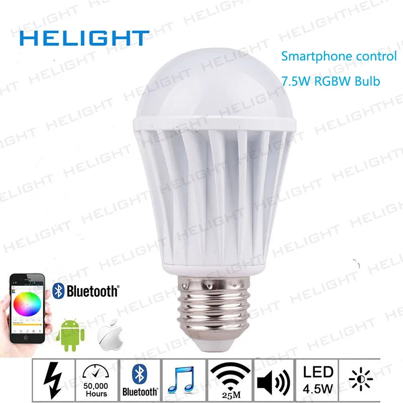 Bluetooth музыкальная Лампа 7 5 W E27 RGBW Led огни 4 0 интеллектуальные световые лампы Цвет