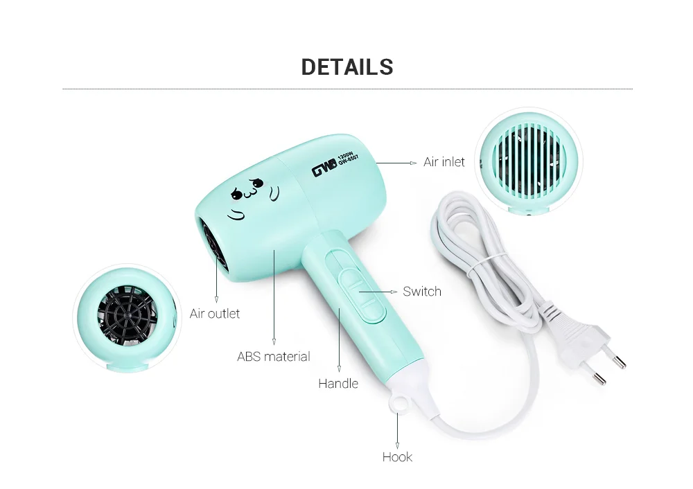 GW - 6507 Mini Hair Dryer Constant Temperature and DC Permanent Magnet Motor,Hair drier chang liang xia permanent magnet brushless dc motor drives and controls