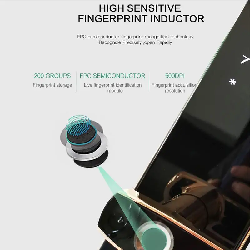 Умный дверной замок сенсорный цифровой экран отпечатков пальцев анти с