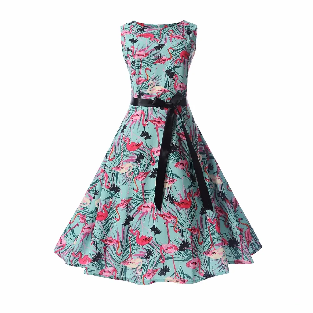 Новый дизайн элегантное платье Пляжное Платье в стиле ретро 50S Тонкий с цветочным