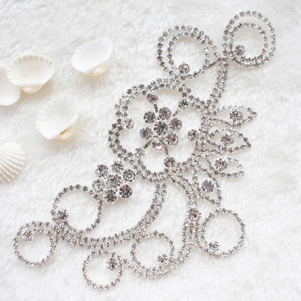 Блестящая Высококачественная аппликация со стразами 1 шт. серебряная основа