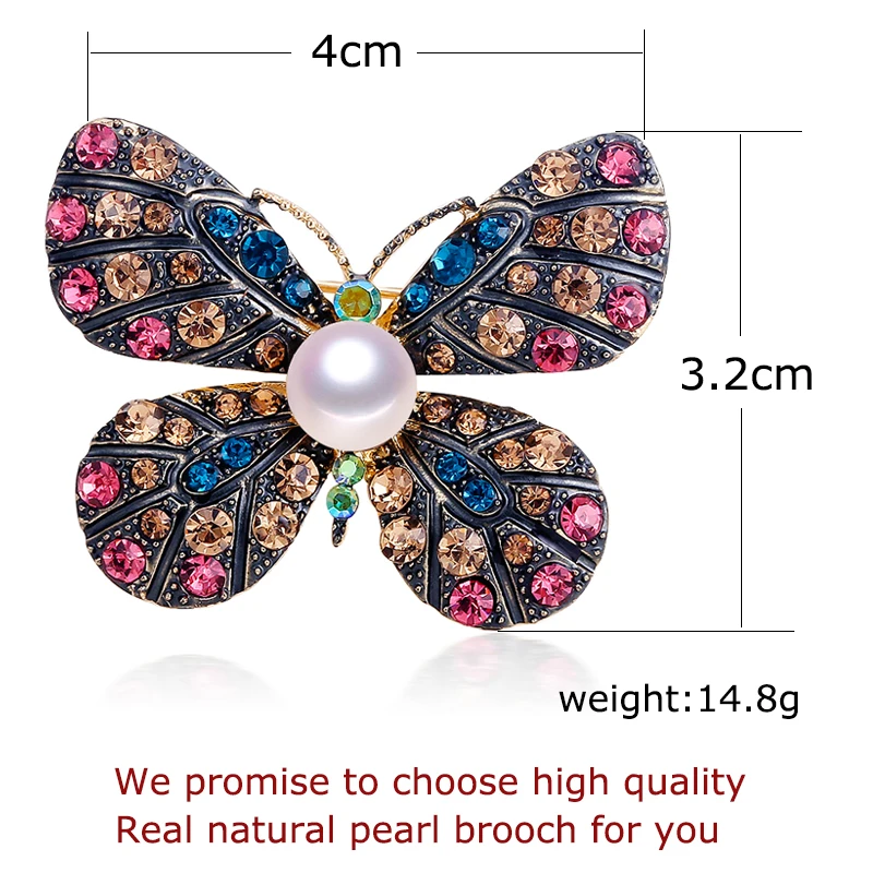 

ZHBORUINI High Quality Natural Freshwater Pearl Brooch Pearl Vintage Butterfly Brooch Pearl Jewelry For Women Gift Accessories