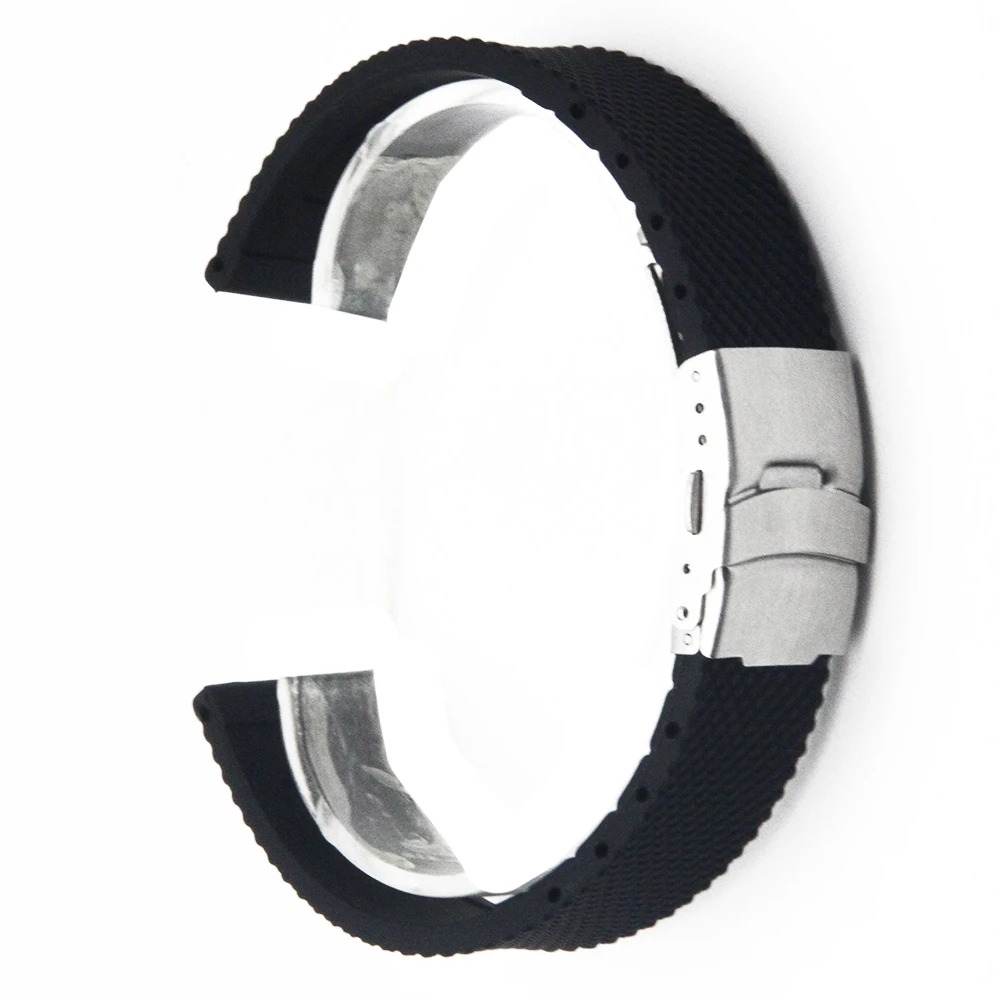 Silicone Rubber Watch Band 18mm 20mm 22mm 24mm for Citizen Stainless Steel Safety Clasp Strap Wrist Loop Belt Bracelet Black