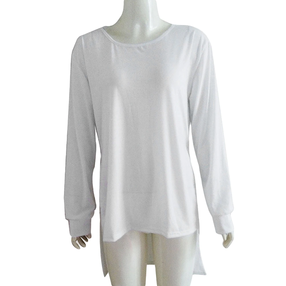 Женская Повседневная Туника с длинным рукавом и асимметричным подолом белая