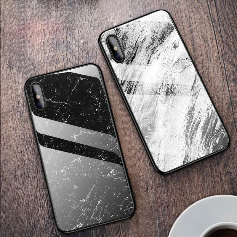 Чехлы для телефонов iPhone XS Max X XR чехол из закаленного стекла и мрамора 8 7 Plus 6 6s 8Plus