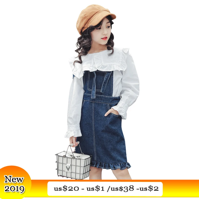 Принцесса Корейская одежда для девочек перфорированный ремень юбка костюмы с