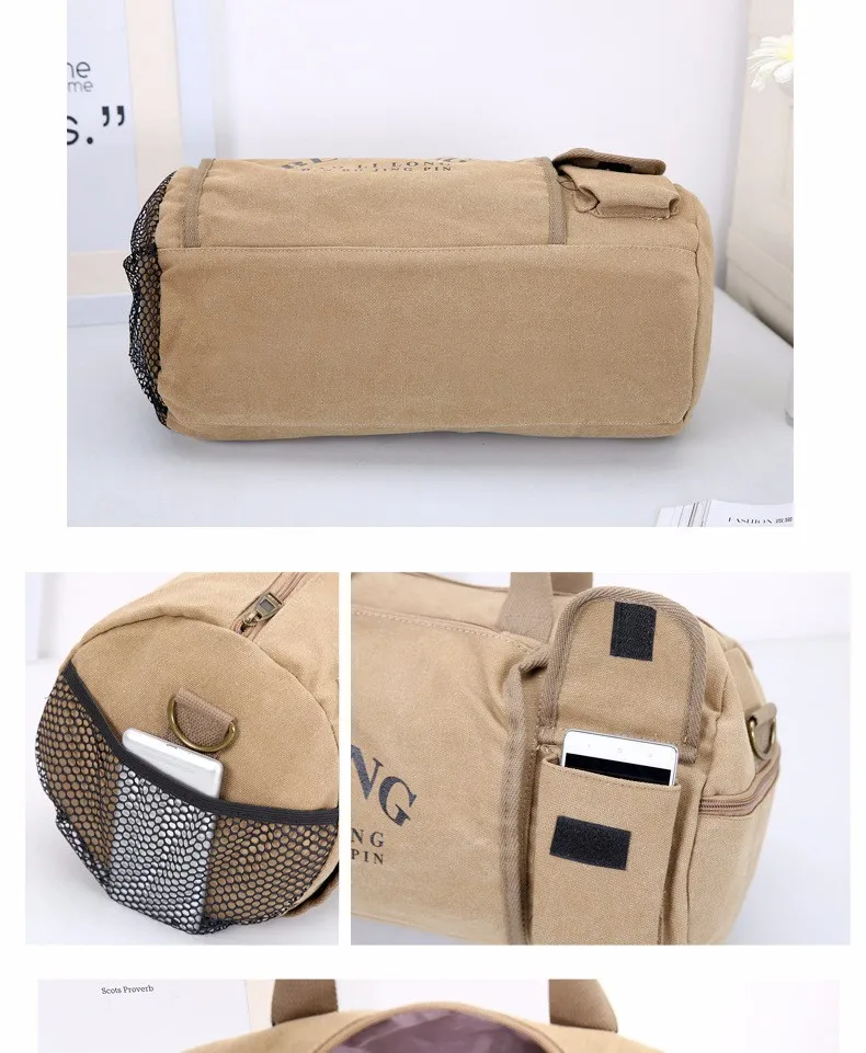 Парусиновая спортивная сумка на одно плечо дорожная водонепроницаемая для