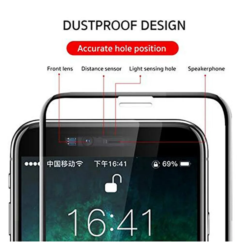 10D закаленное стекло для iPhone 7 8 Plus X 10 D 9H Защитная пленка для экрана для iPhone Xs Max XR 6 6S защитная пленка