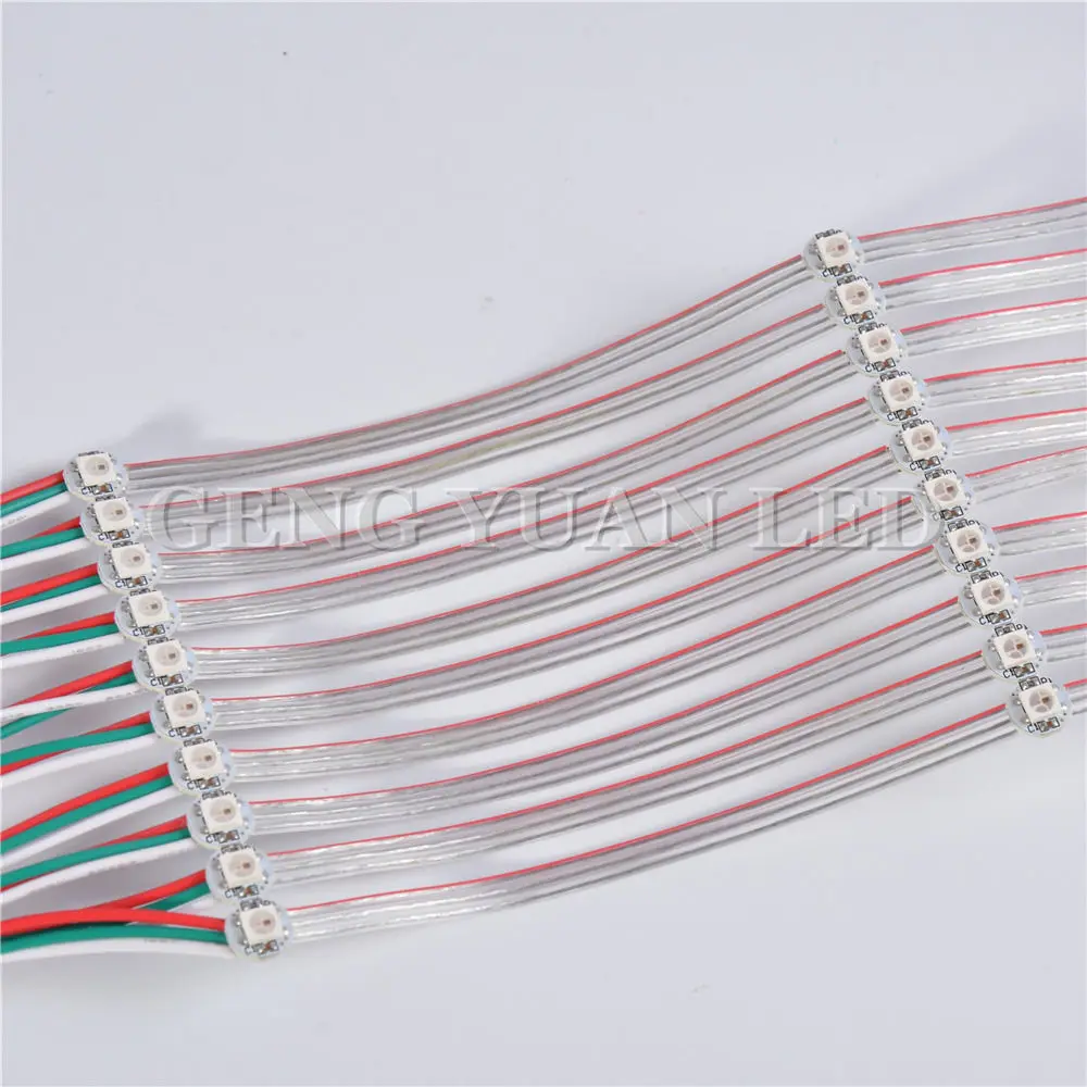 50 шт. предварительно 5050 SK6812 WS2812B WS2812 полный Цвет пикселей RGB светодиодный(chips On Board) Радиатор DC5V 10 см, 12 см, провод