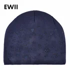 Модная плотная теплая шапка, зимние шапки со стразами для женщин, вязаная облегающая шапка, шапочки, облегающие шапки, женские повседневные Шапки, шапка для девочек