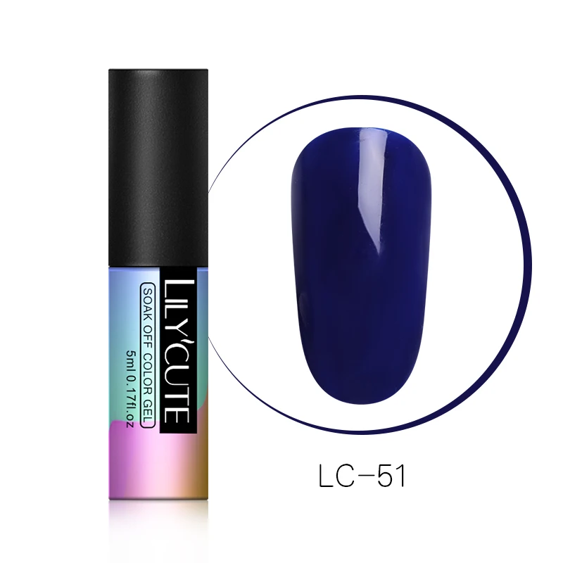 LC-51 LILYCUTE зеленый УФ-гель для ногтей Vernis полуперманентный дизайн ногтей украшение чистый Гель-лак для маникюра дизайн ногтей 5 мл - Цвет: LC-51