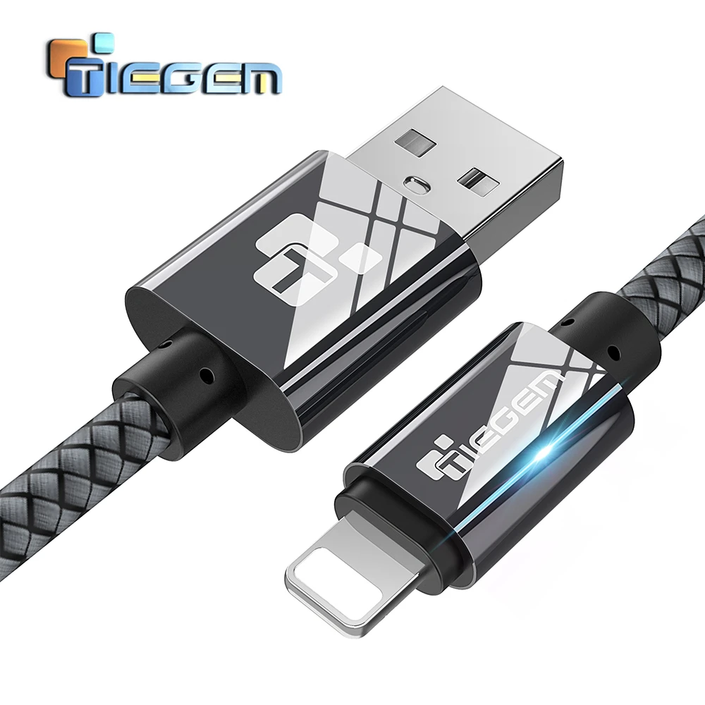 USB кабель TIEGEM для iPhone 7 6 6s 5 2a быстрая зарядка передачи данных 8 X iPad iPod стандартный