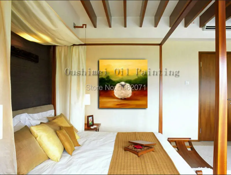 Высококачественная Современная декоративная живопись маслом овец ручной работы