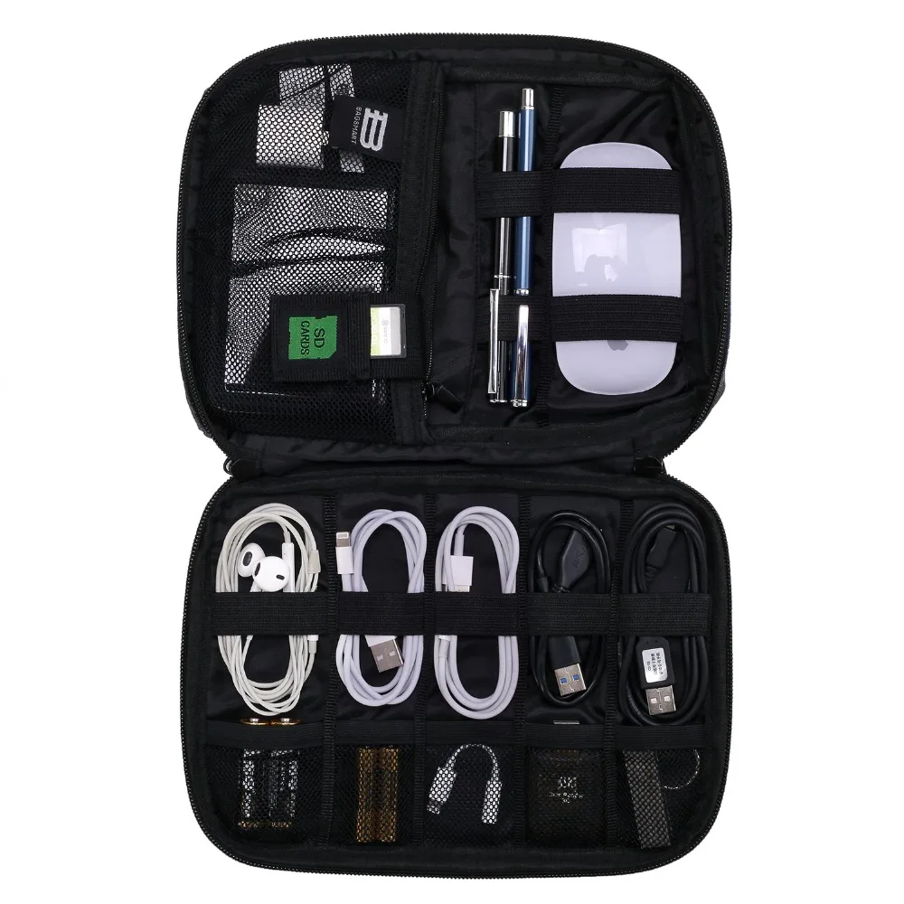 BAGSMART органайзер для путешествий, для передачи данных, SD карта, USB кабель, цифровое устройство, электронные аксессуары, сумка, нейлоновая дорожная сумка, мужская сумка