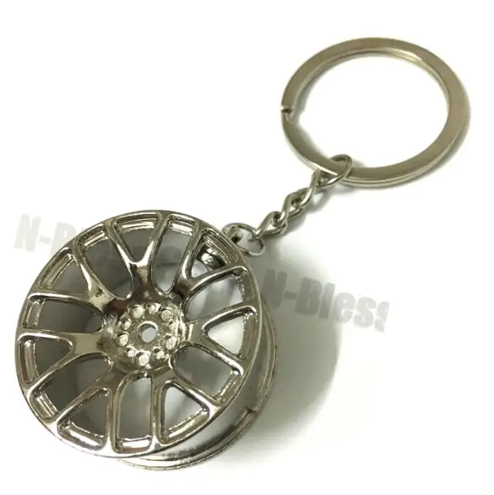 silver Горячие ступицы колеса авто брелок для ключей JDM Творческий обод колеса брелок держатель обод колеса брелок - Color Name: silver