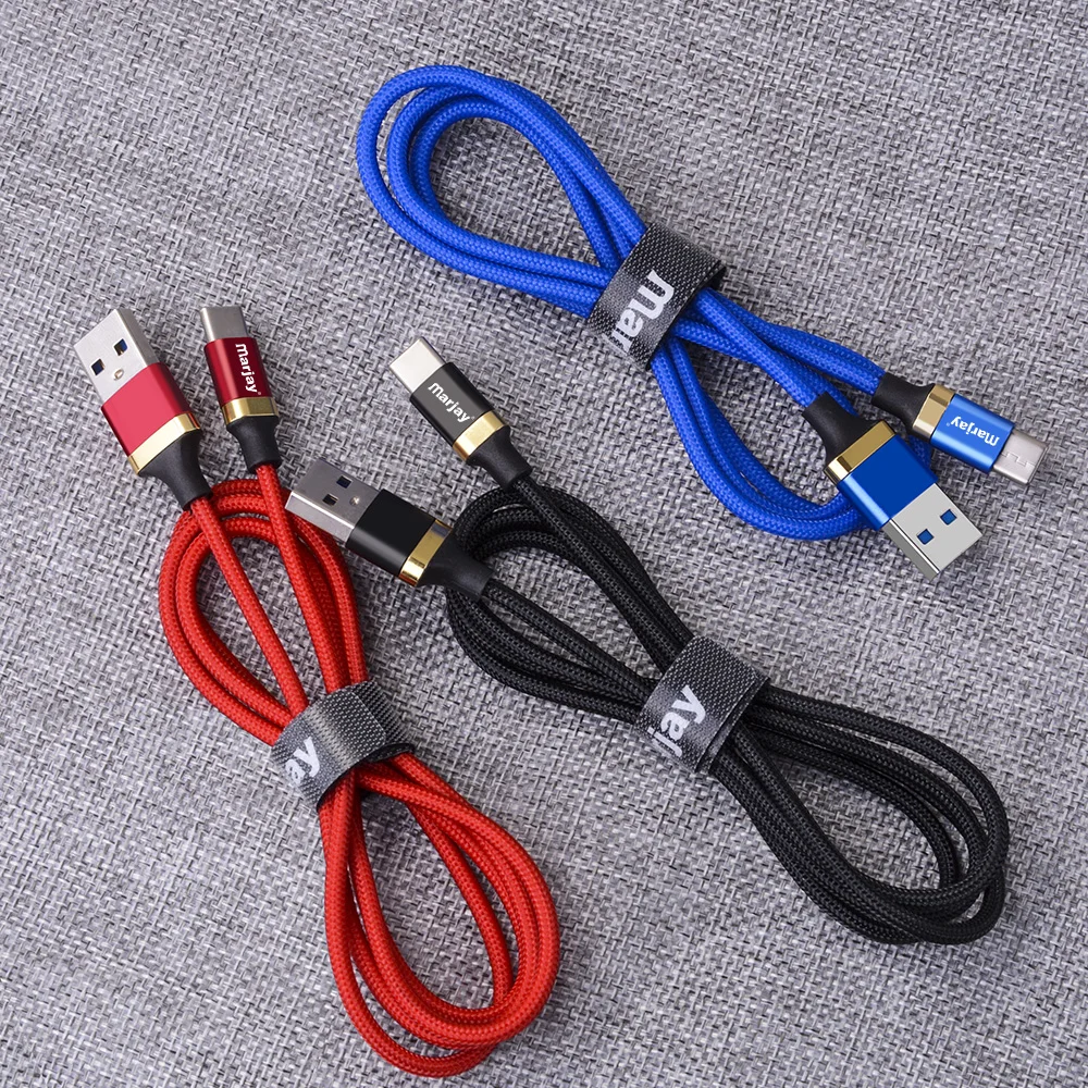Кабель Marjay 2.4A usb type C нейлоновый кабель для быстрой зарядки USB C для samsung S8 S9 S10 Note 9 Xiaomi mi6 mi8 телефонный кабель для передачи данных и USB-C