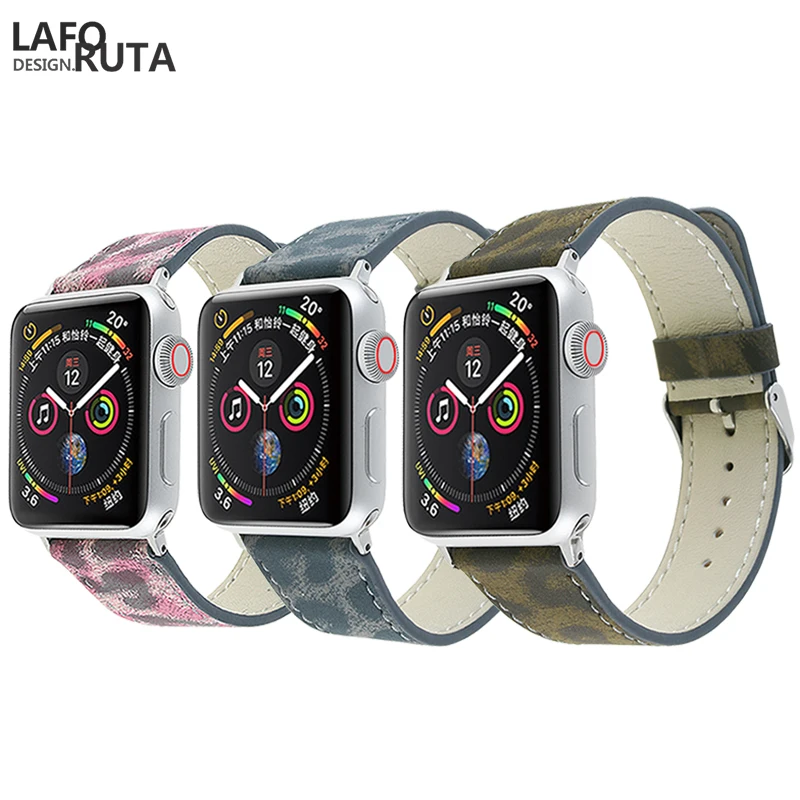 Ремешок из натуральной кожи для Apple Watch Series SE 6 5 4 40 мм 44 браслет iWatch 38 42 3 2 1 с