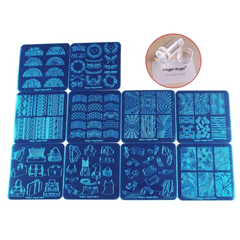 

New Design 10Pcs Plate Cute Size 6x6cm Nail Art Image plate Fashion Nail Art Template