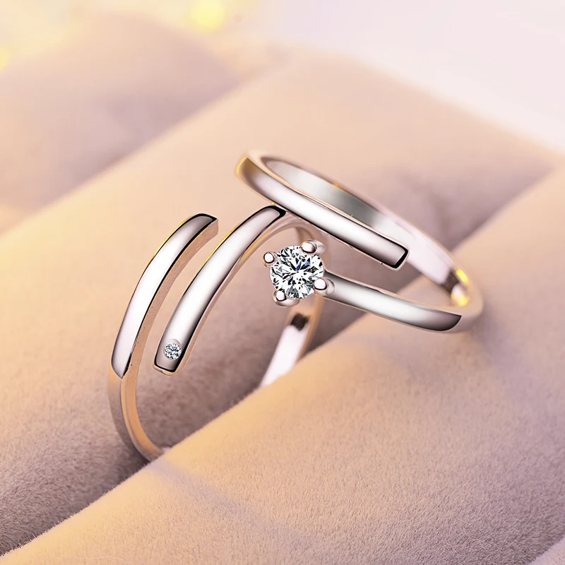 Кольцо для помолвки кольца мужчин и женщин с регулируемым размером|Кольца