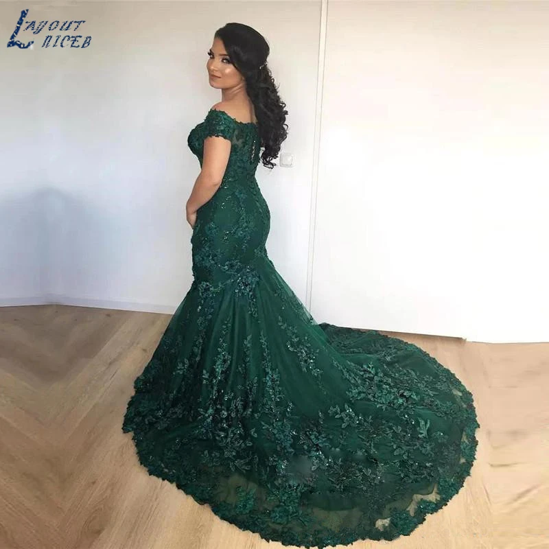 AWE0102 Bling Бургундия Вечерние платья Русалка Кружева Аппликация с открытыми плечами Роскошные вечерние платья