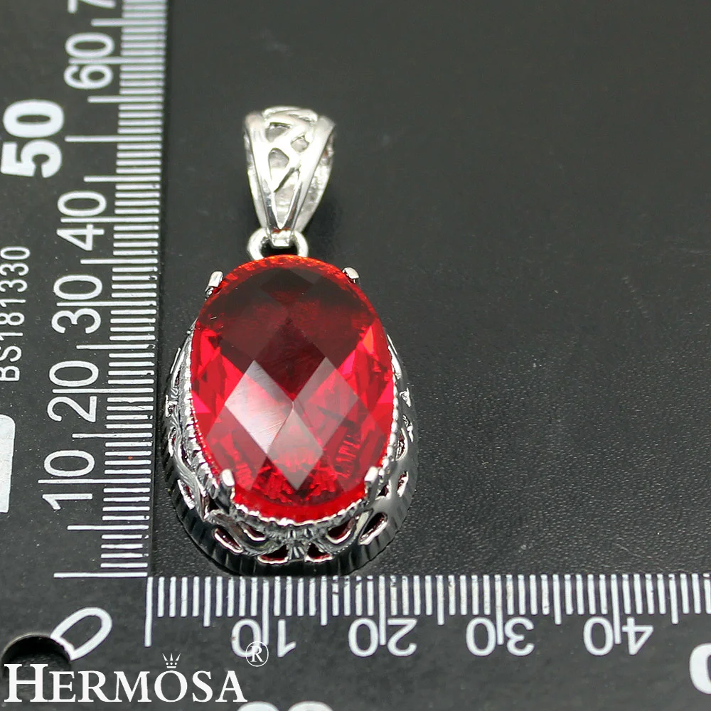 Ювелирные изделия Gushing Овальные красивые красные Garnet925 серебро 925 пробы цвет