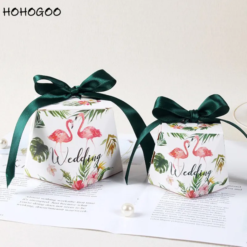 HOHOGOO 50 шт./партия Фламинго Единорог Бриллиантовая форма Свадебная коробочка для