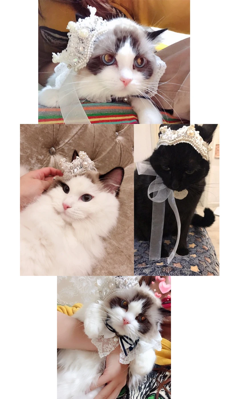Ручной работы бусы супер Великолепная Корона кошка головной убор для собаки Шляпа кошка Одежда Щенок День рождения платье для кошек