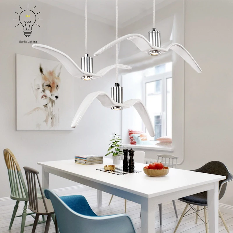 Скандинавские креативные подвесные светильники чайки черно белые светодиодные