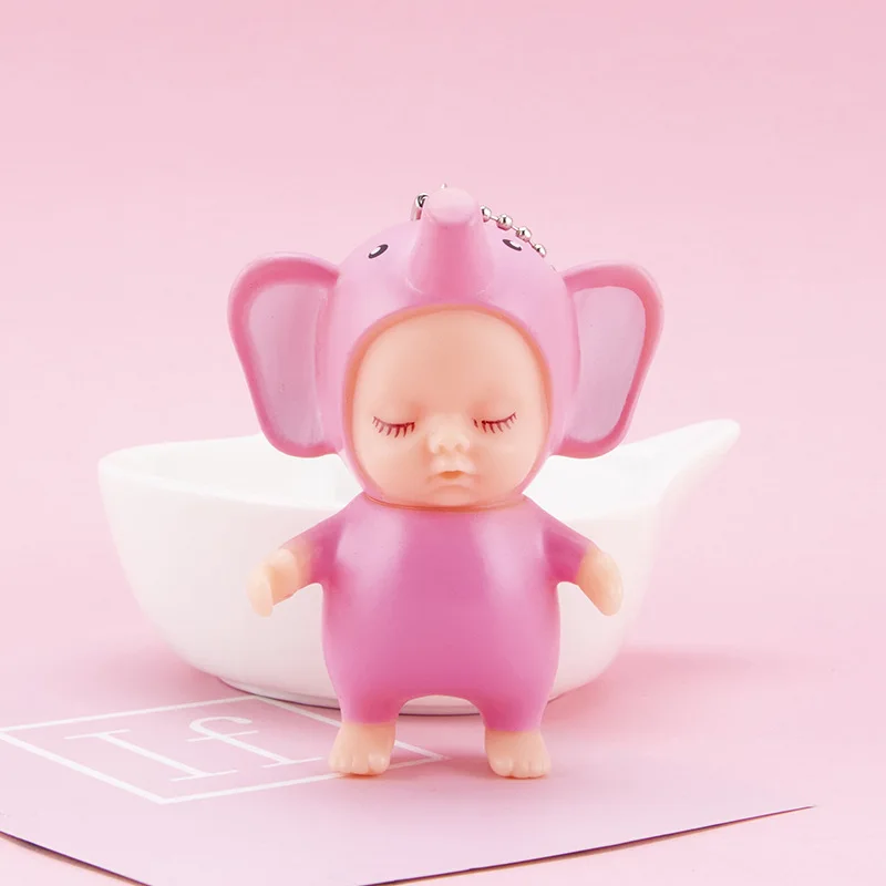 Модный милый брелок Спящая кукла Kawaii, пчела, кролик, панда, медведь в форме мультяшного автомобиля, брелок, игрушка, ювелирное изделие для девочки - Цвет: 7
