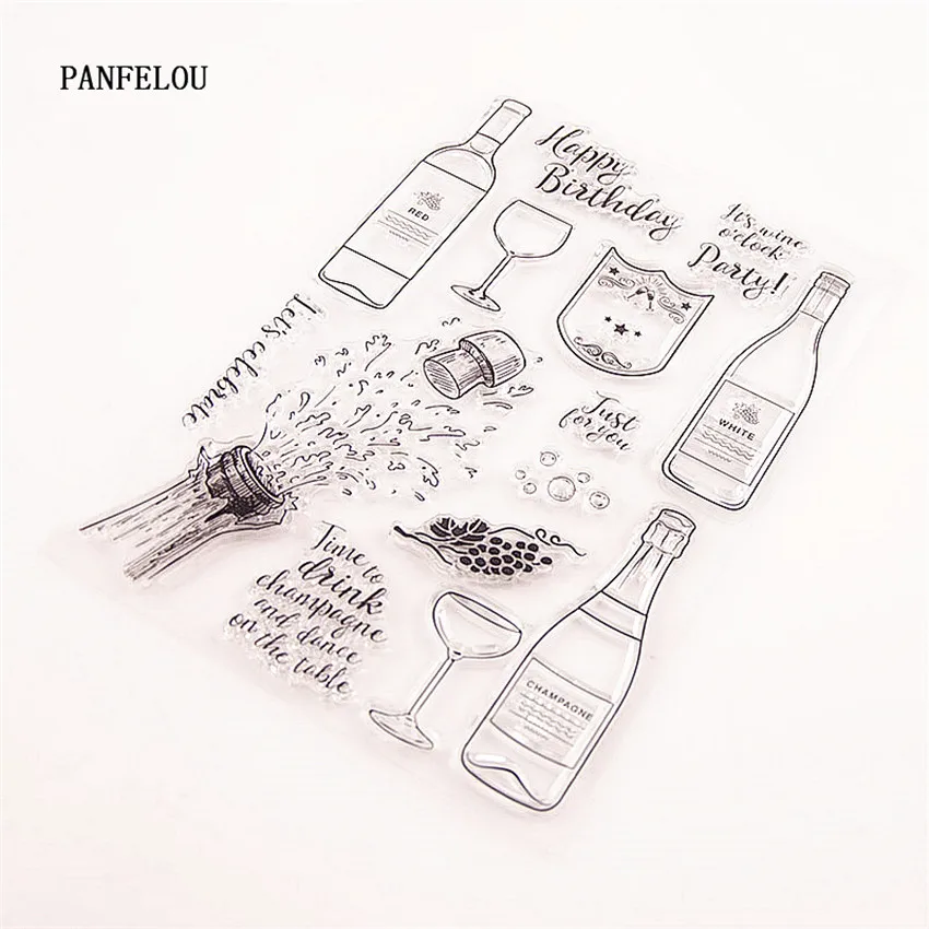 Прозрачный силиконовый штамп PANFELOU Happy The полученный печать сделай сам для