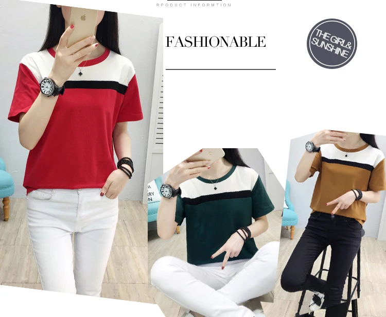 Летняя футболка с коротким рукавом женские топы Camisas Mujer Футболка женская футболка с круглым вырезом свободная хлопковая футболка для женщин размера плюс