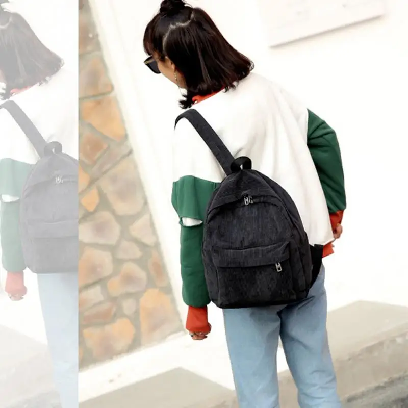 Повседневный женский рюкзак в стиле ретро однотонный из мягкого вельвета