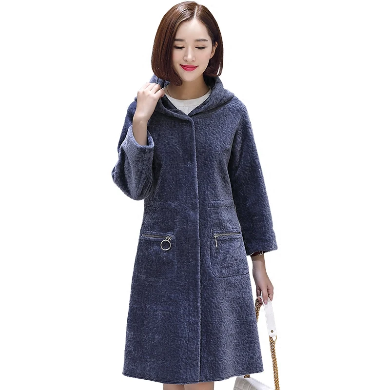 Настоящее пальто с мехом 2017 г. женские зимние толстые теплые стрижки овец меховая