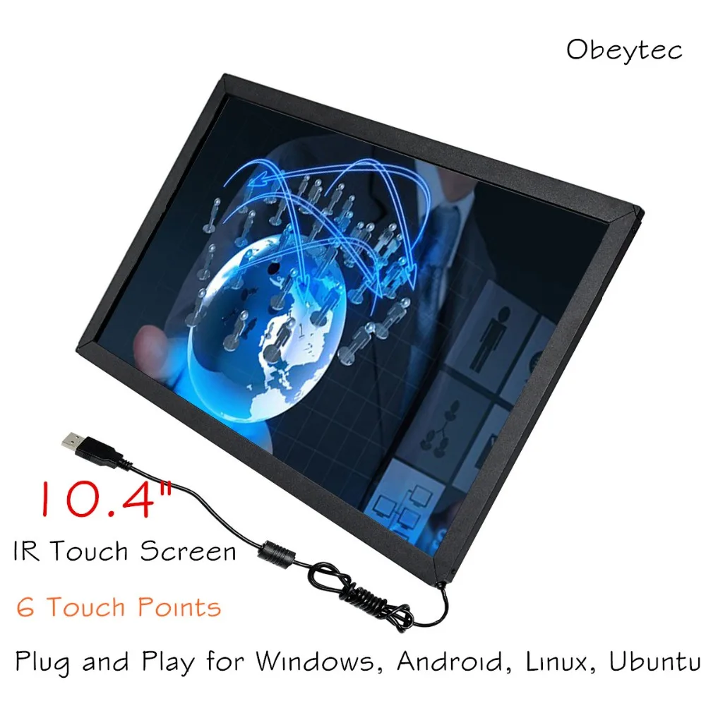 Obeytec 10 4 &quotIR touch Frame Overlay kit 4:3 без драйвера 6 касаний usb-порт с 3 мм закаленным стеклом