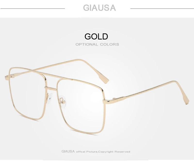 Optical Eye Glasses Frame Men Women Oversized Square Eyeglass Clear Lens Metal Frame Eyewear Accessories Prescription Glass