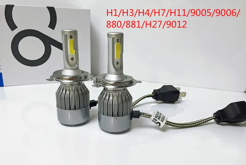 1 шт. комплект автомобильных светодиодных фар H1/H3/H4/H7/H11/9005/9006/880/881/H27/9012 6000K 12 В 24 |