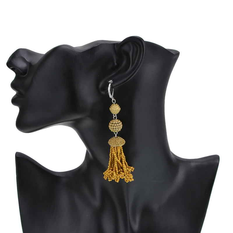 Ojshang Новое поступление 2017 года богемный Серьги долго шарик кисточка Pandent букле