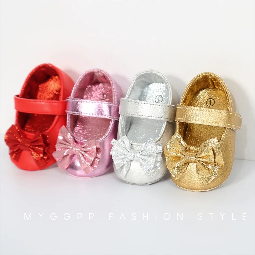 Мягкая обувь SAGACE из искусственной кожи для маленьких девочек с блестящими