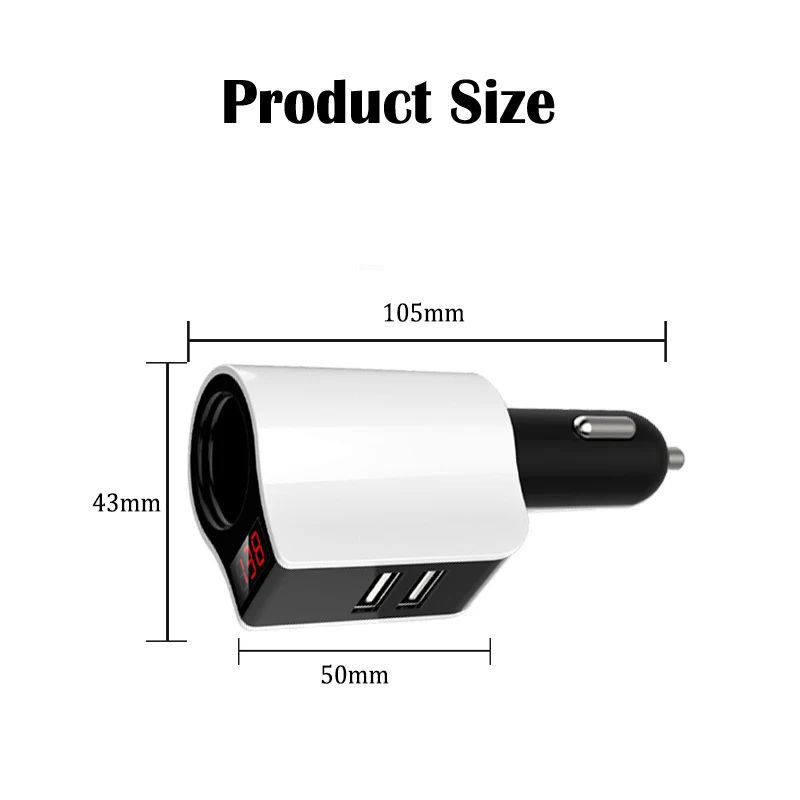 Автомобильное зарядное устройство со светодиодным дисплеем для iPhone 6 7 iPad адаптер