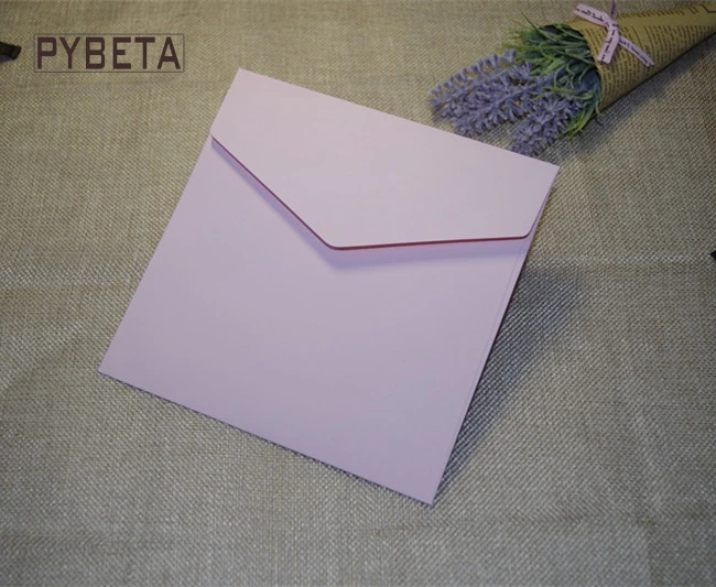 light pink 50 шт./партия-цветные конверты из крафт-бумаги с квадратным конверты для банковской карты членский билет Свадебная вечеринка приглашение - Цвет: light pink
