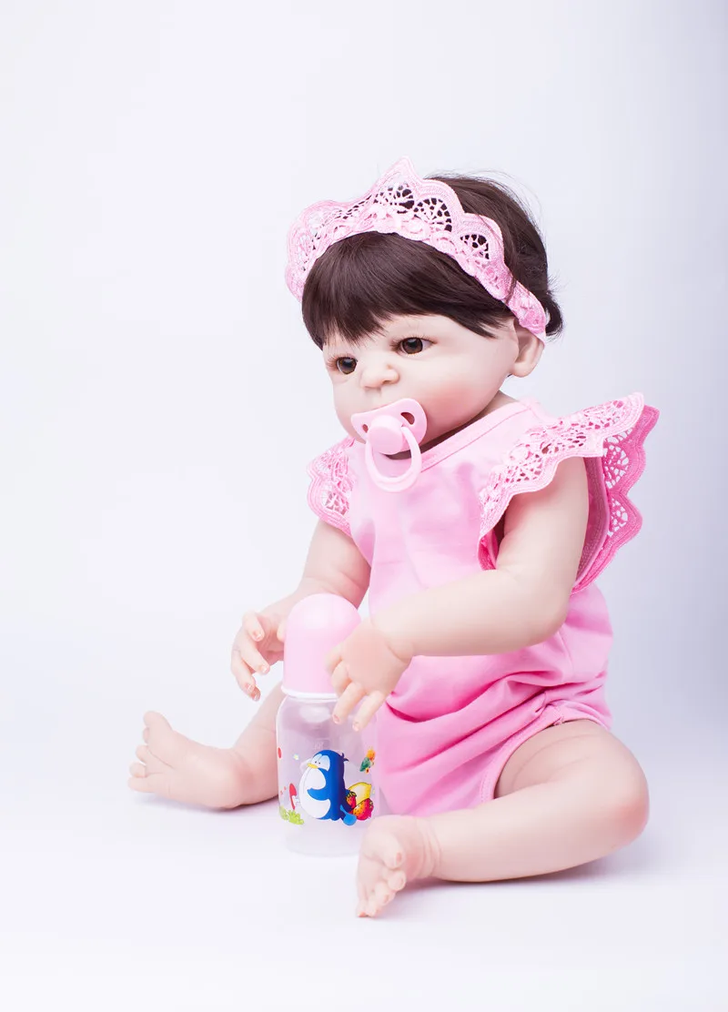 22&quot Full Body Silicone Bebe Reborn Girl Doll 55cm Vinyl Newborn Baby Toddler Princess Lovely Birthday Gift Waterproof Bathe Toy | Игрушки