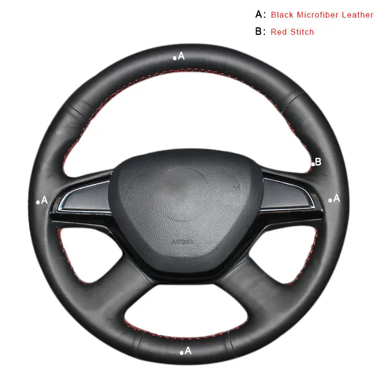 Microfiber Leather Автомобильная Оплетка на руль для Skoda Octavia Fabia Rapid 2013- Superb 2013- Yeti автомобильные чехлы - Название цвета: Microfiber Leather