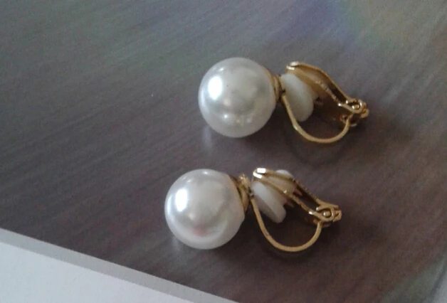 Серьги клипсы с имитацией жемчуга не пирсинг для невесты двухцветные украшения
