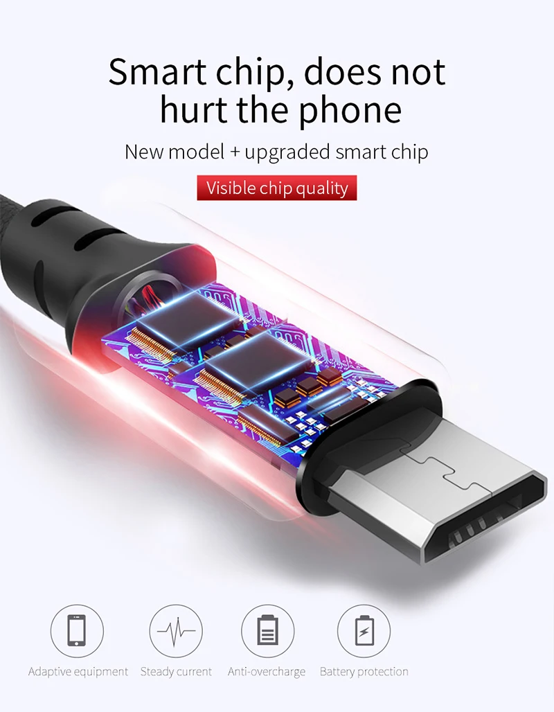 2 м кабель Micro USB для samsung S7 кабель быстрой зарядки для huawei Xiaomi Android зарядное устройство через Micro USB шнур