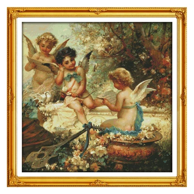 XR320 Joy Sunday китайские наборы для вышивки крестиком Cherubs angel garden DMC14CT11CT хлопчатобумажная ткань отель дома деко живопись с фабрики - Цвет: XR320