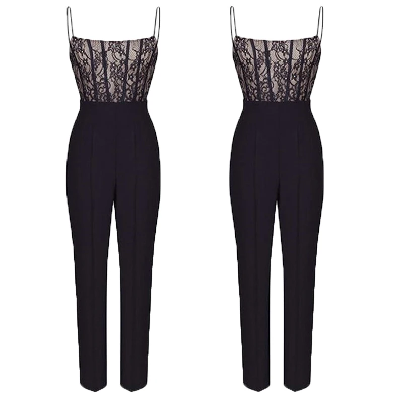 Женский комбинезон без рукавов кружевной топ клубный облегающие брюки