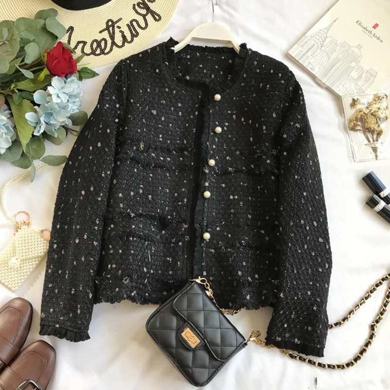 Женский короткий вязаный кардиган с бахромой однотонный жакет круглым вырезом и