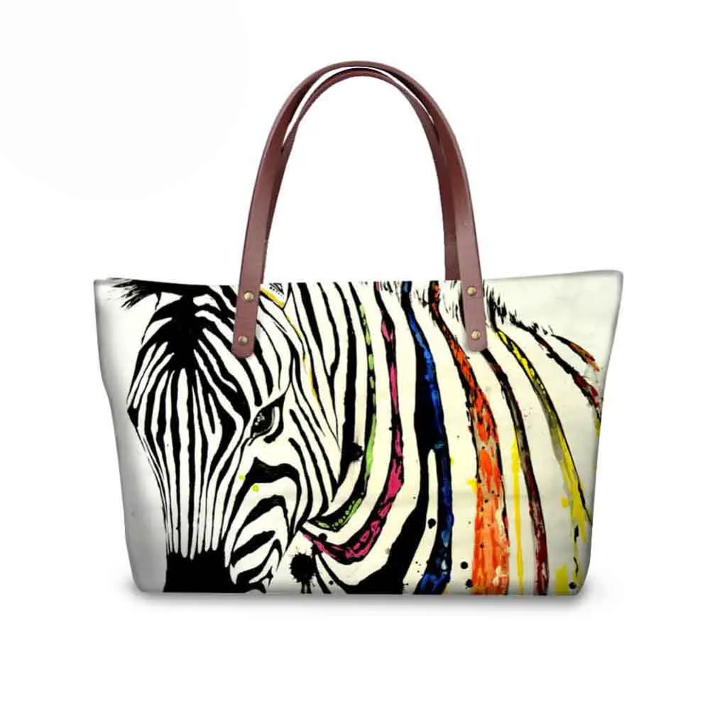 3D Розовая картина с изображением зебры роскошные женские сумки для покупок